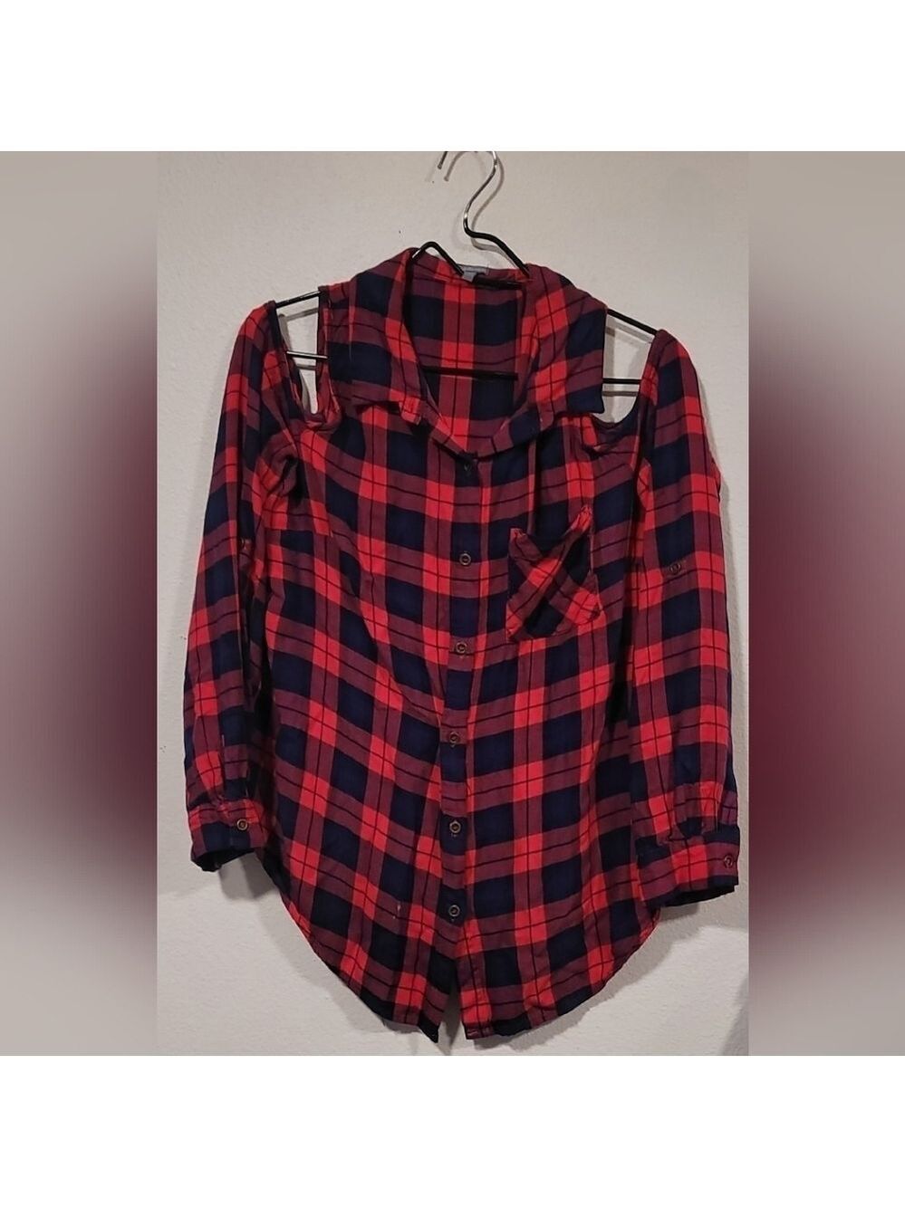 Charlotte Russe Red/Black Button Down Sz XL